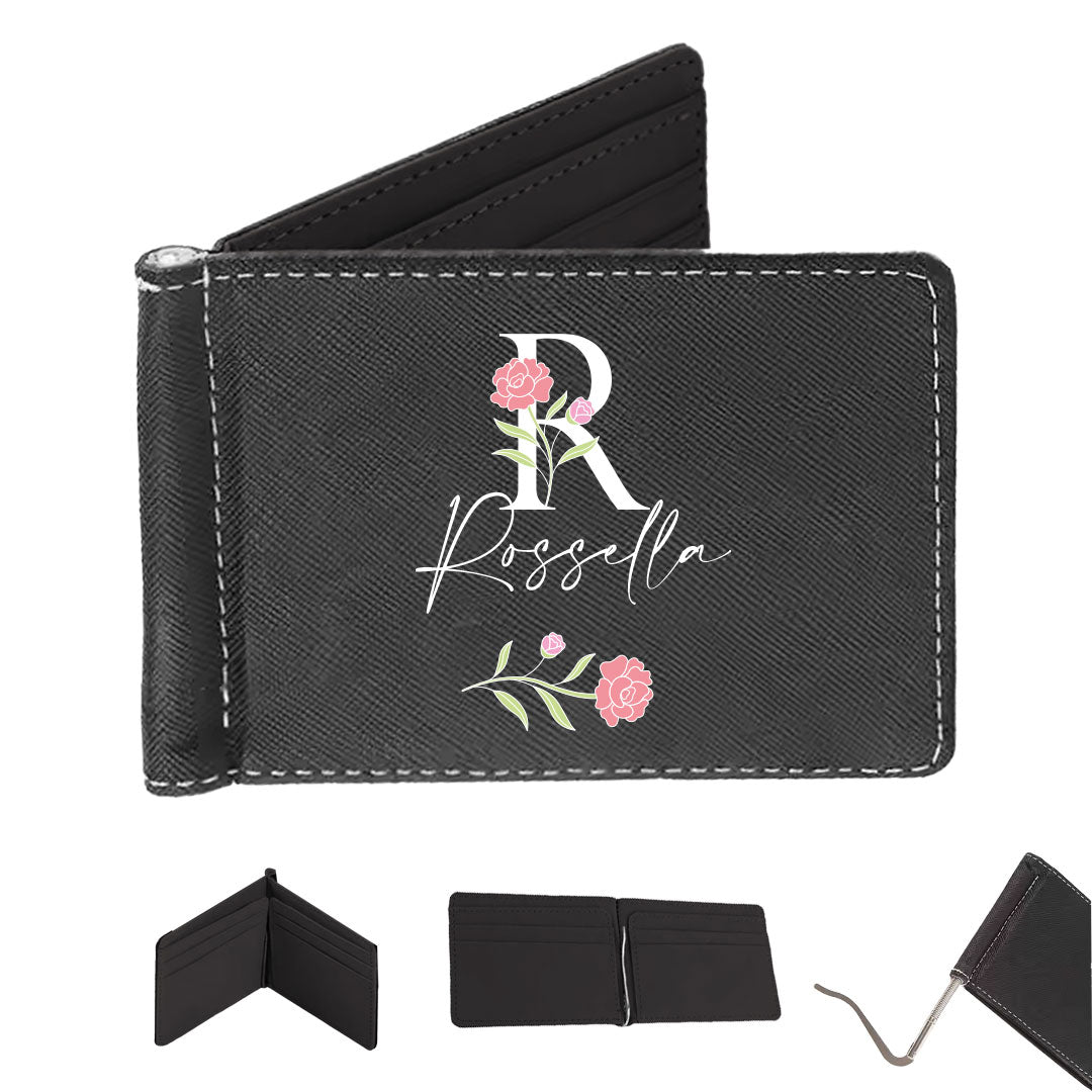 Pink Name - Portafoglio in pelle sintetica - personalizzato con iniziale e nome