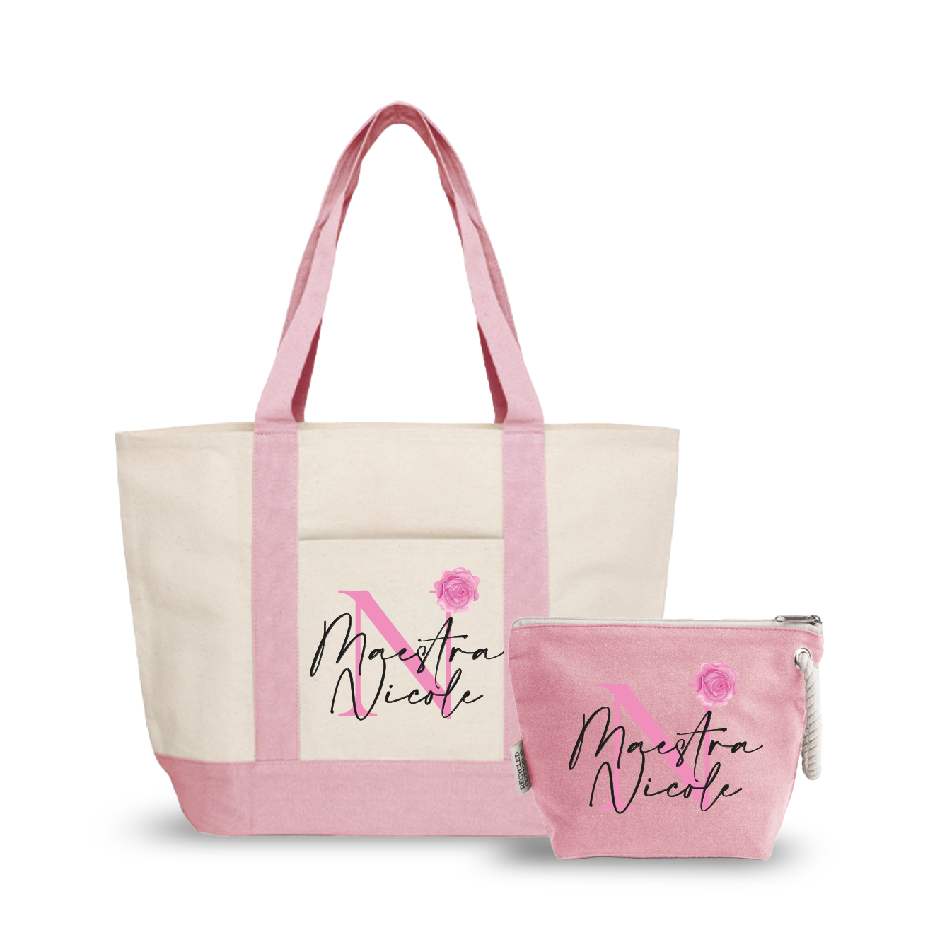 Maestra rose - borsa mare & Pochette - Combo - personalizzata con nome