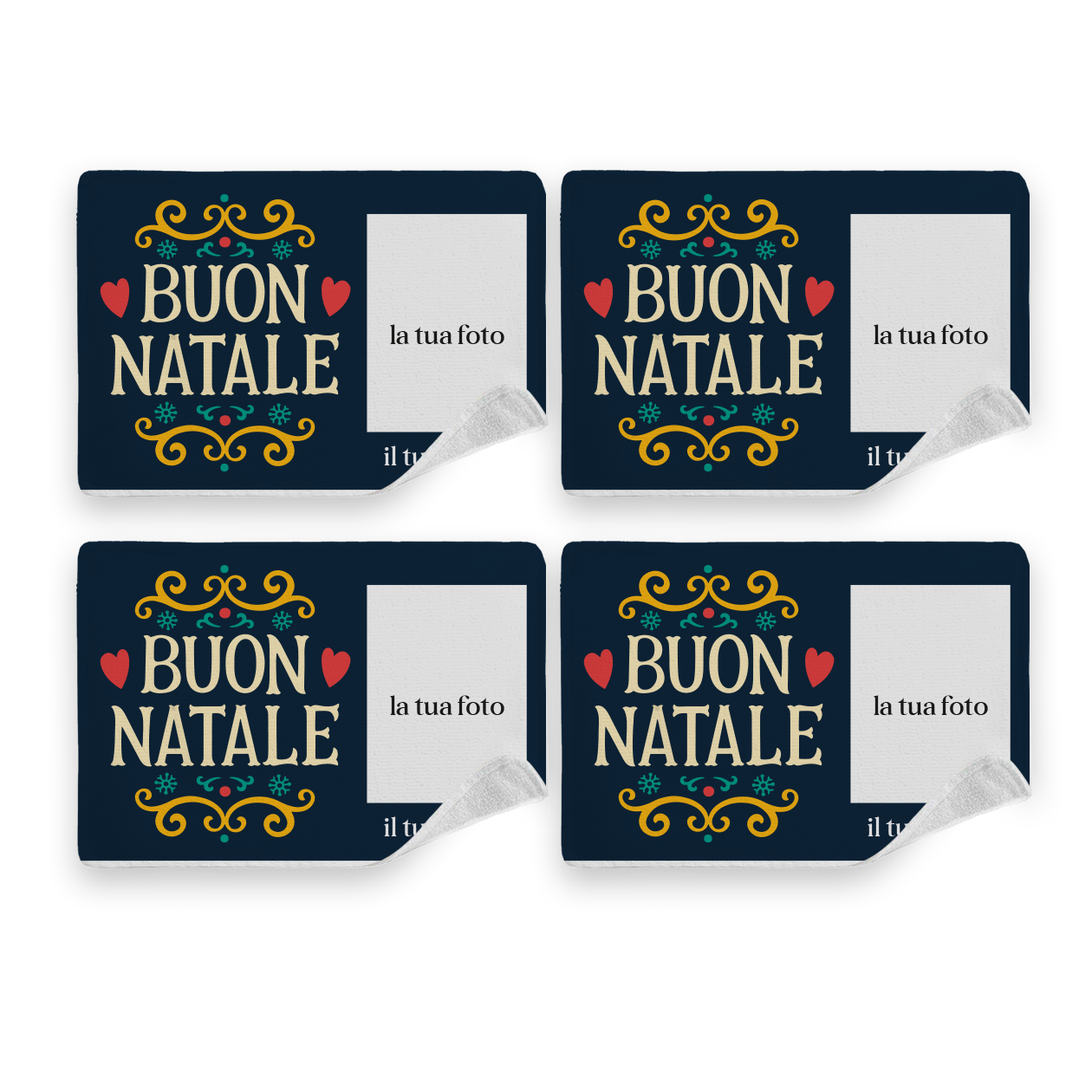 Buon Natale - Set di 4 Tovagliette in tessuto lavabile - personalizzato con foto