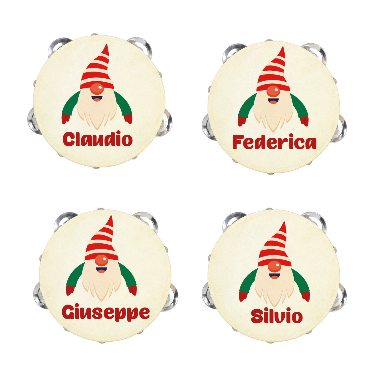 Garden gnome - Set da 10 Tamburelli - personalizzati con nomi