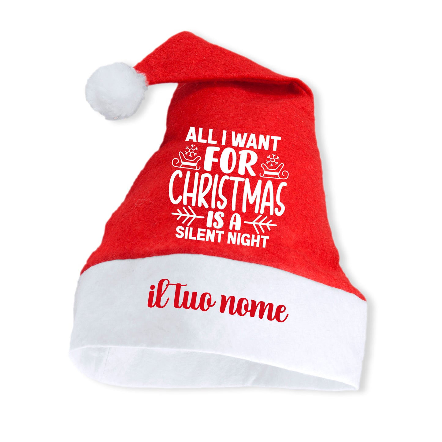 Silent Night - Cappello da Babbo Natale - personalizzato con nome
