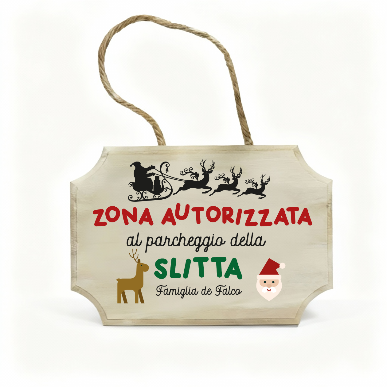 Parcheggio Slitta - fuoriporta in legno - personalizzato con cognome