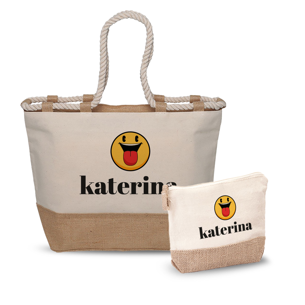 Smile Name - Combo: Borsa mare + Pochette - personalizzata con nome