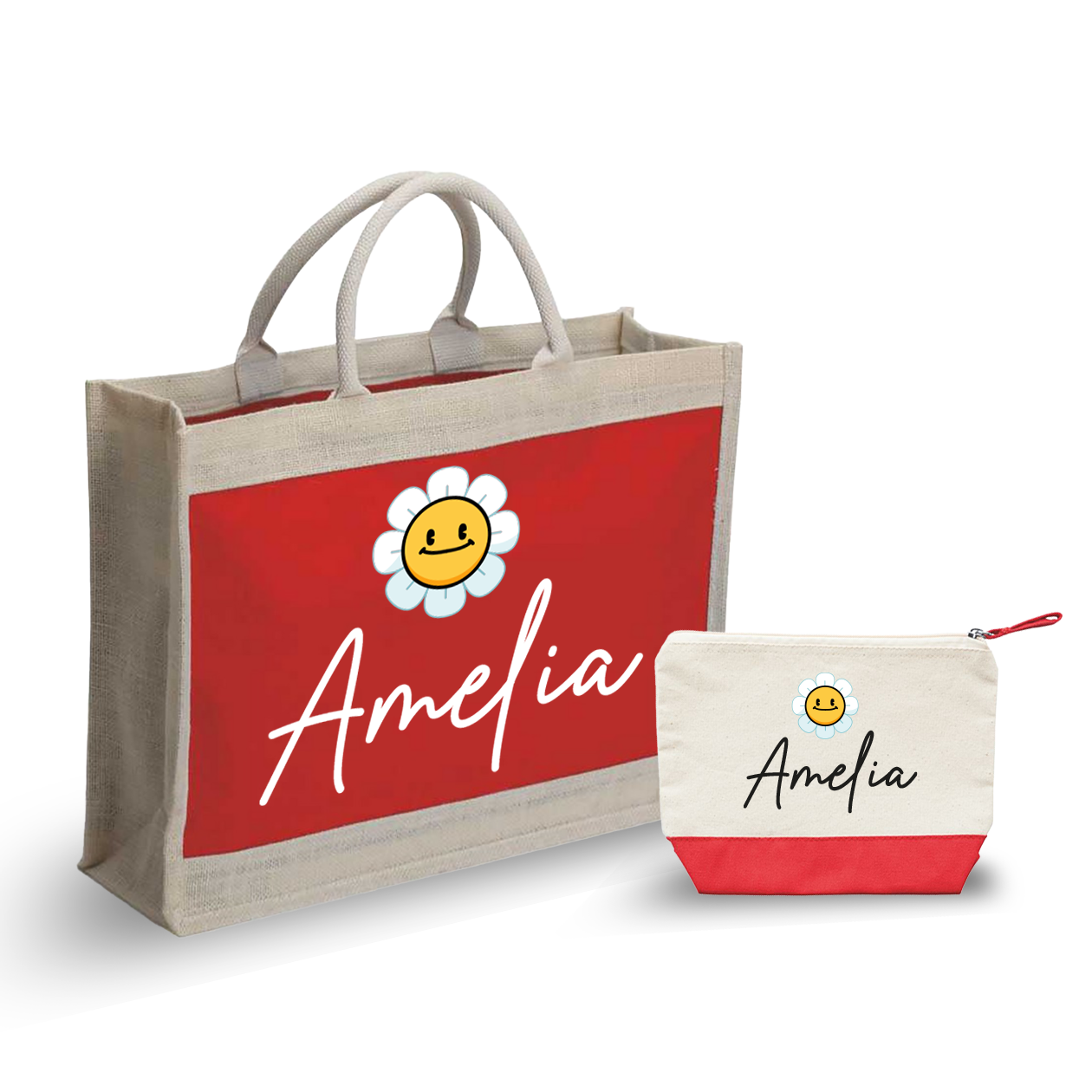 Sun name - Combo: Borsa mare + Pochette - personalizzata con nome