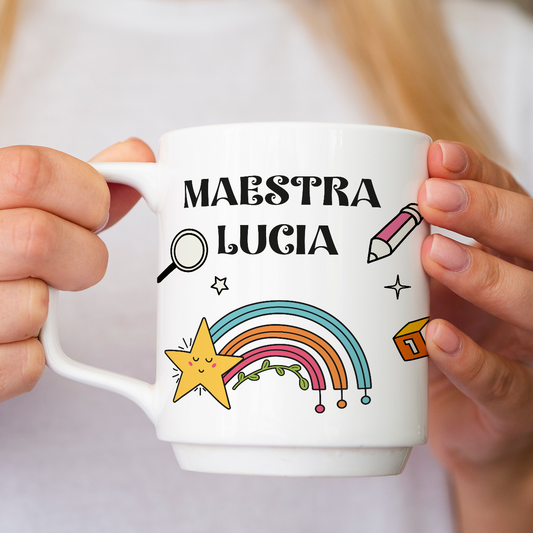 Maestra arcobaleno - Tazza Mug - personalizzata con nome