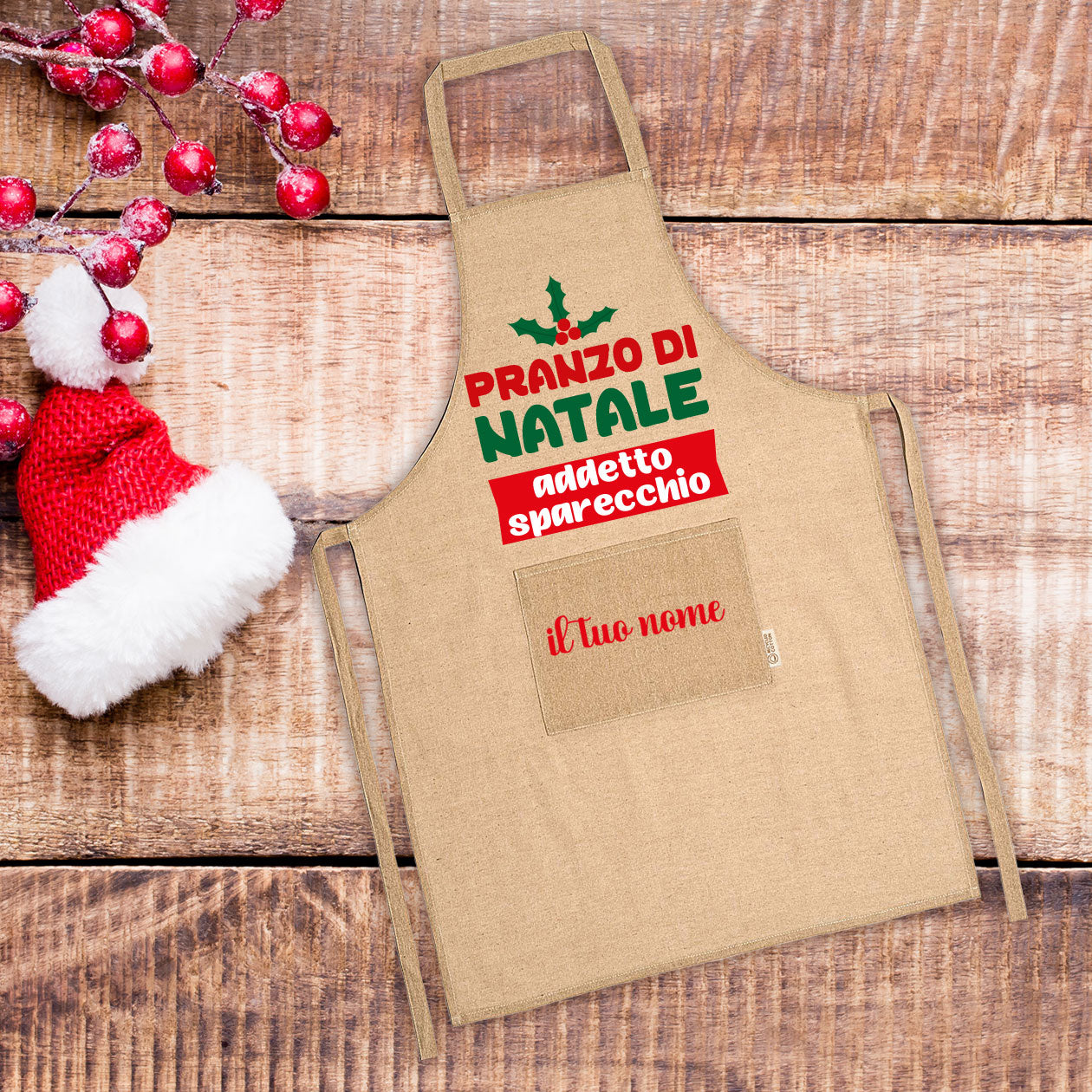 Pranzo di Natale - Grembiule da Cucina Natalizio - personalizzato con nome