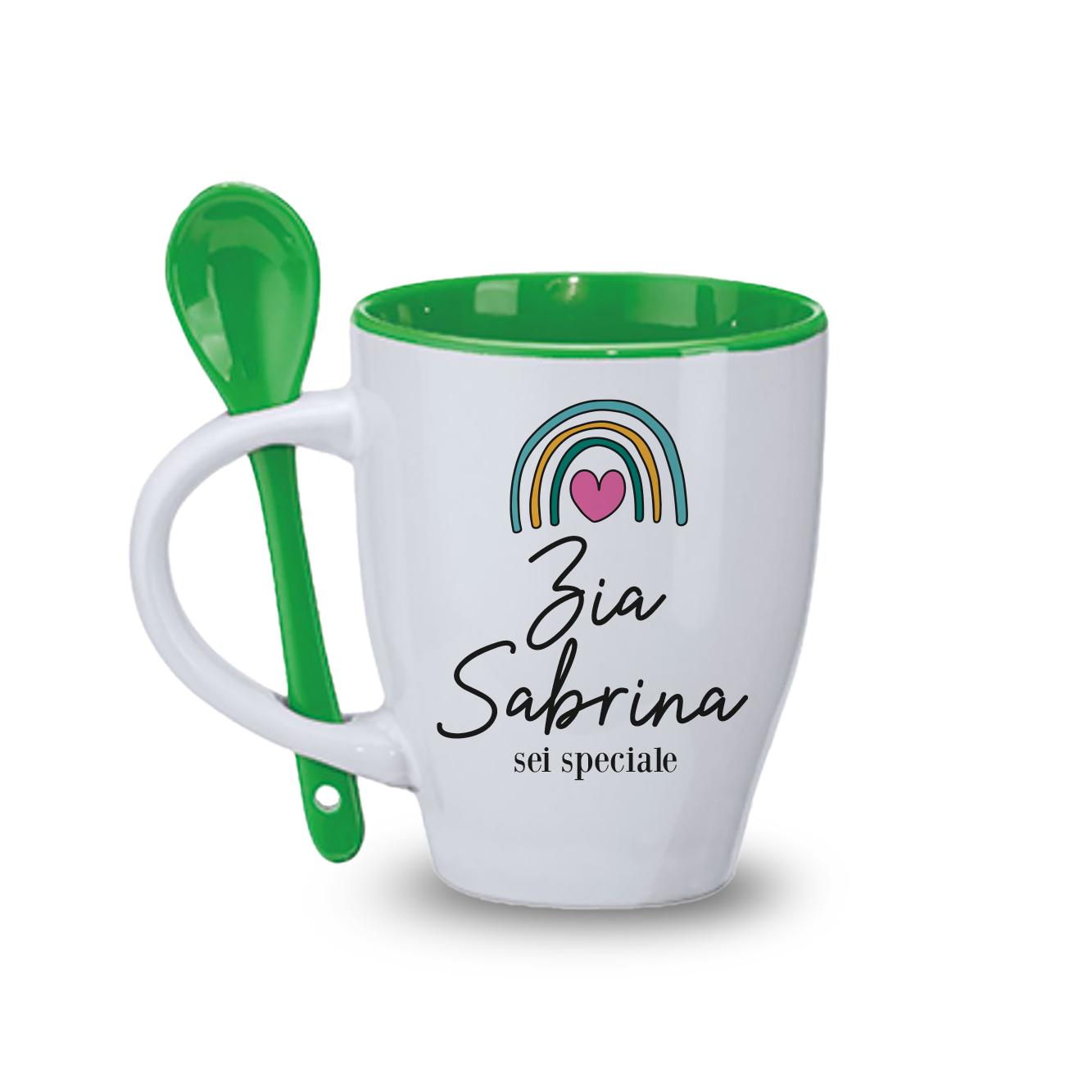 Zia rainbow - Tazza con cucchiaio - personalizzata con nome