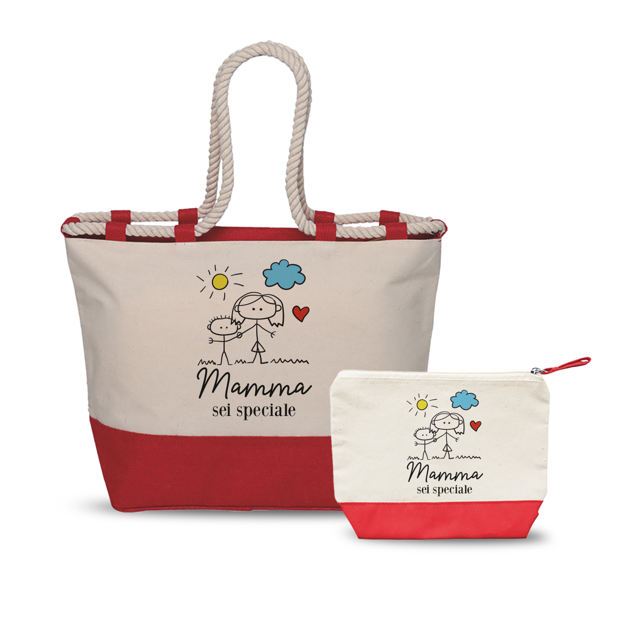 Mamma sei speciale - Combo: Borsa mare + Pochette