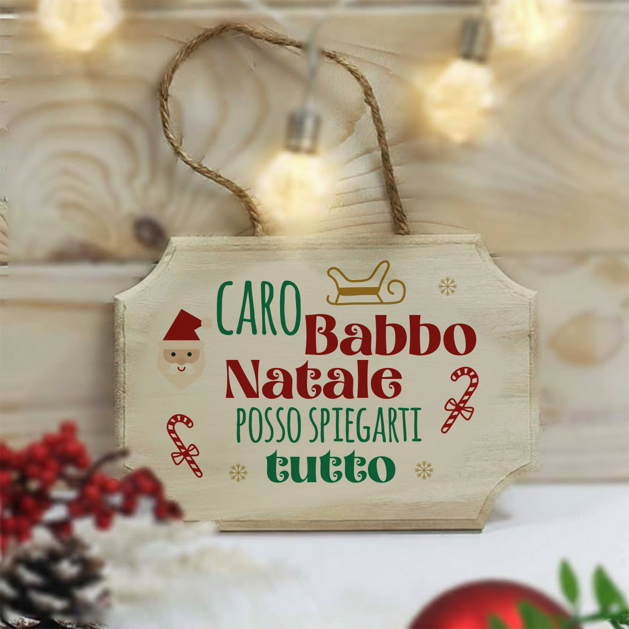 Caro Babbo Natale posso spiegarti tutto - fuoriporta in legno