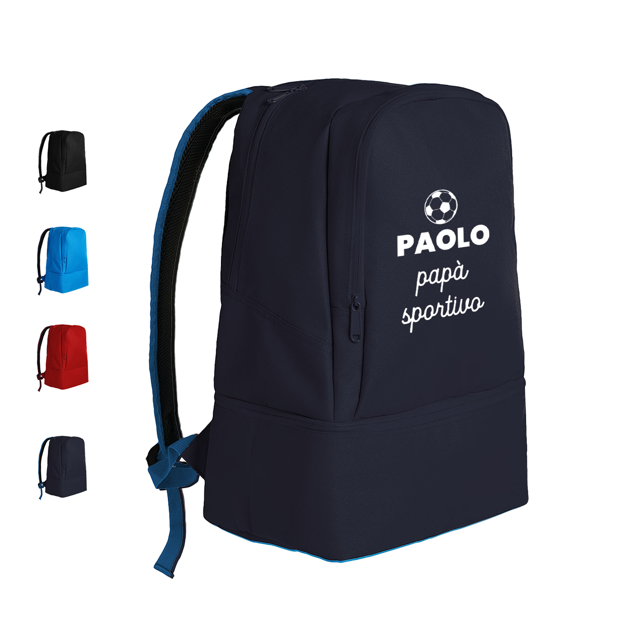 Papà sportivo - Zaino con scomparto sul fondo rigiro portascarpe - personalizzato con nome