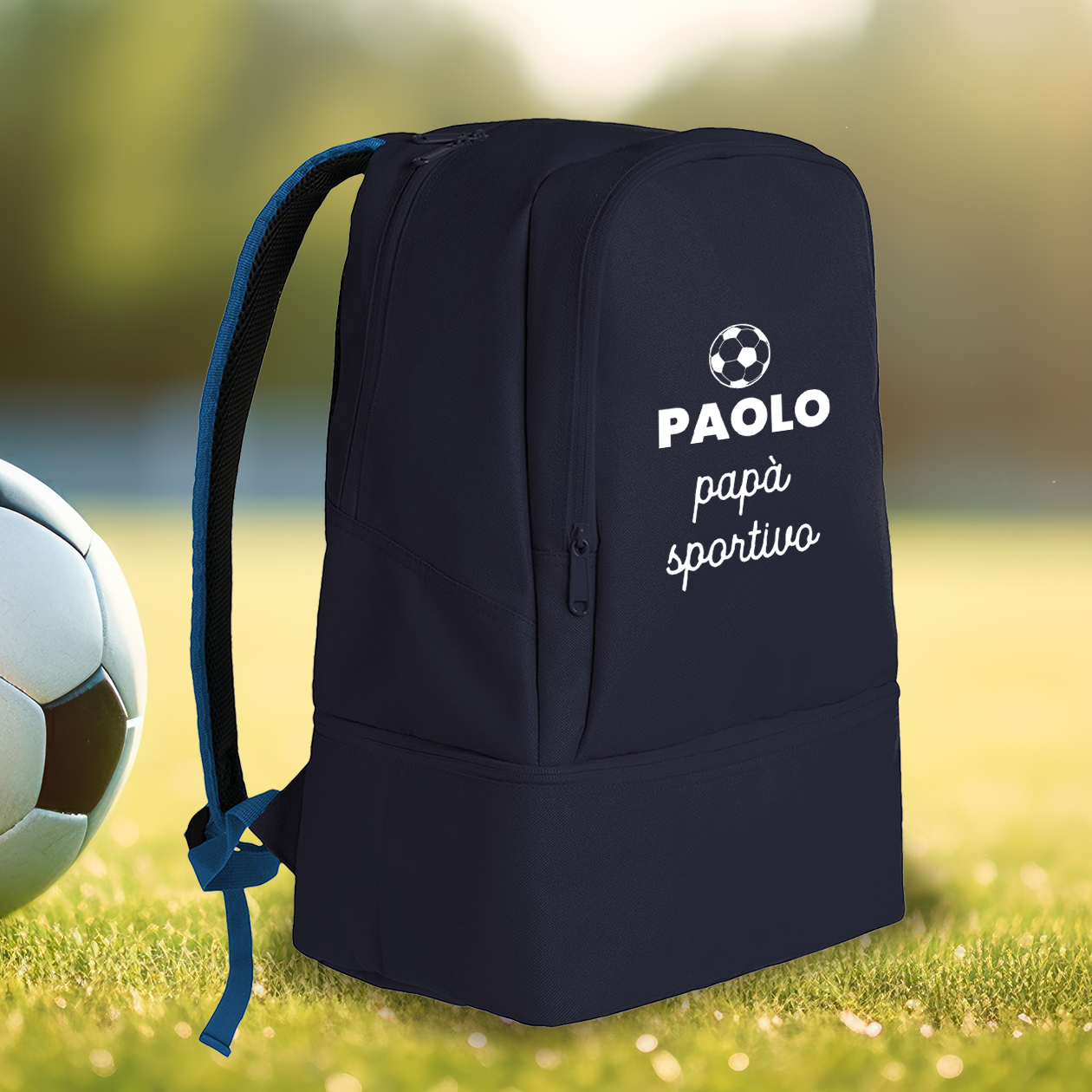 Papà sportivo - Zaino con scomparto sul fondo rigiro portascarpe - personalizzato con nome