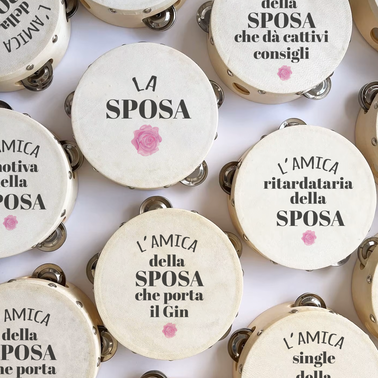 La sposa e le sue amiche - Set da 10 Tamburelli - personalizzati