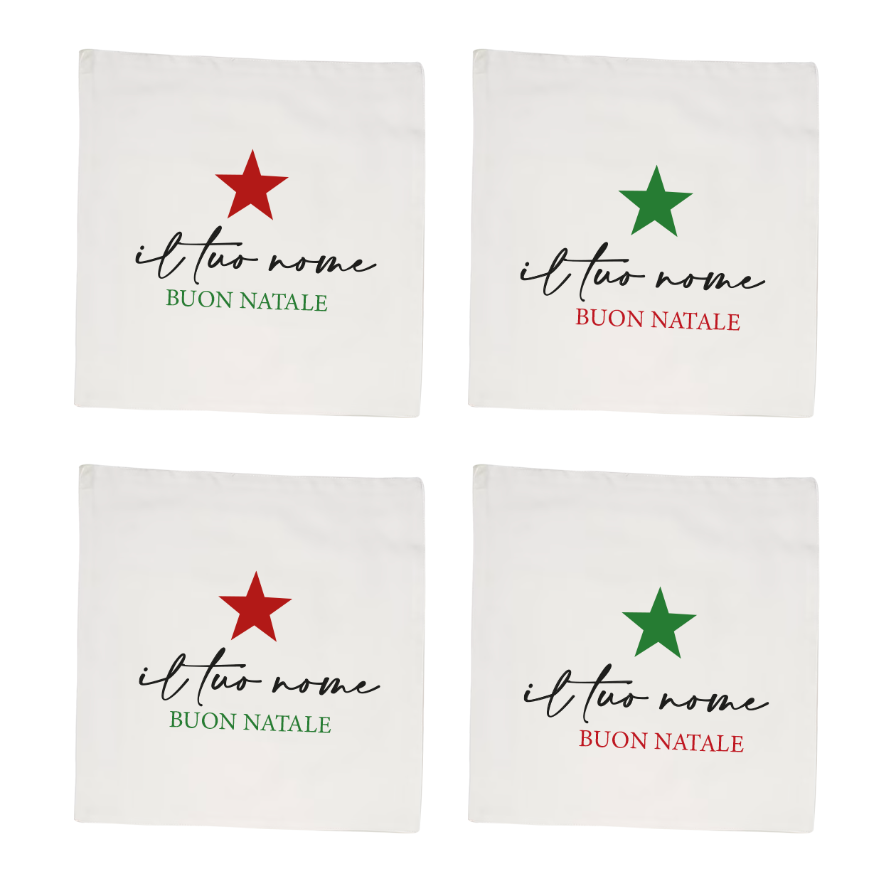 Buon Natale - Set 4 tovaglioli - personalizzato con nomi