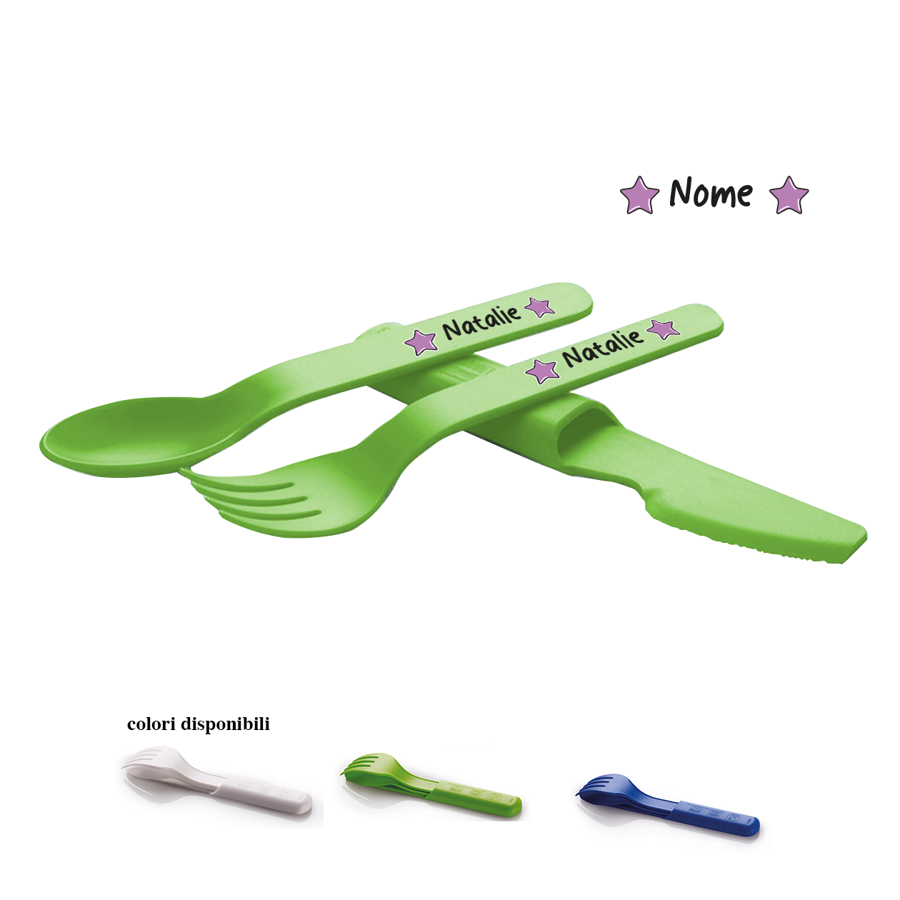 Star - Posate in plastica - personalizzate con nome
