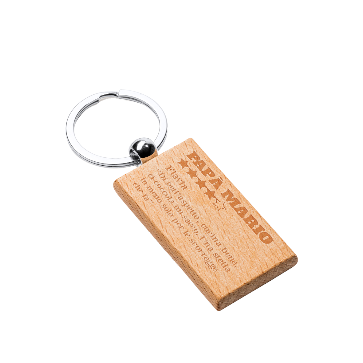 Papà recensito - Portachiavi in Legno personalizzato con Incisione