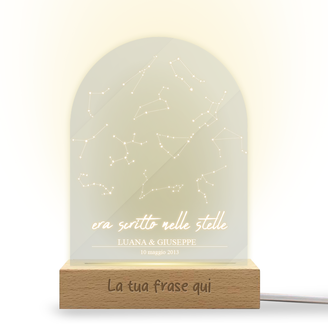 Era scritto nella stelle - Lampada - Personalizzata con nomi e data