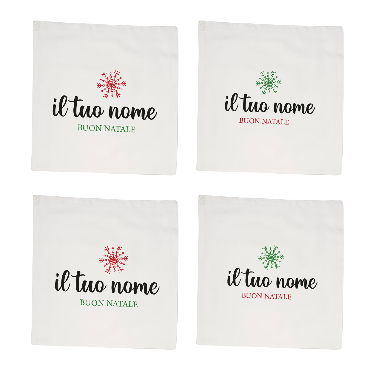 Snow - Set 4 tovaglioli - personalizzato con nomi