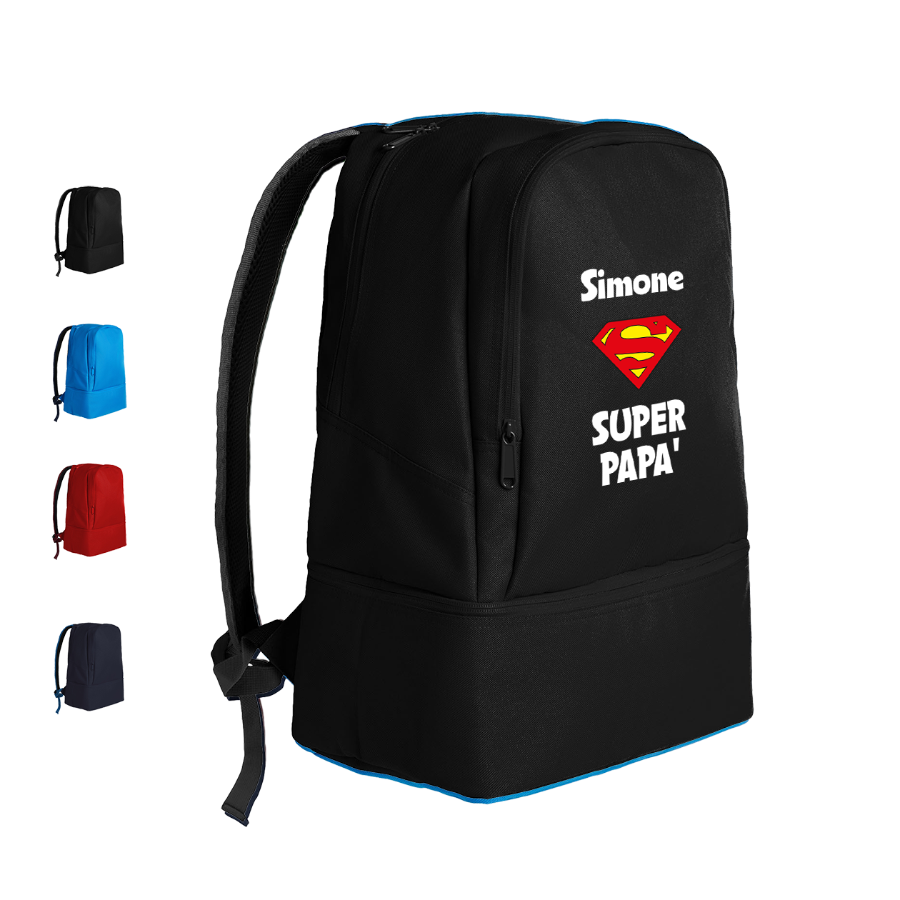 Super papà - Zaino con scomparto sul fondo rigiro portascarpe - personalizzato con nome