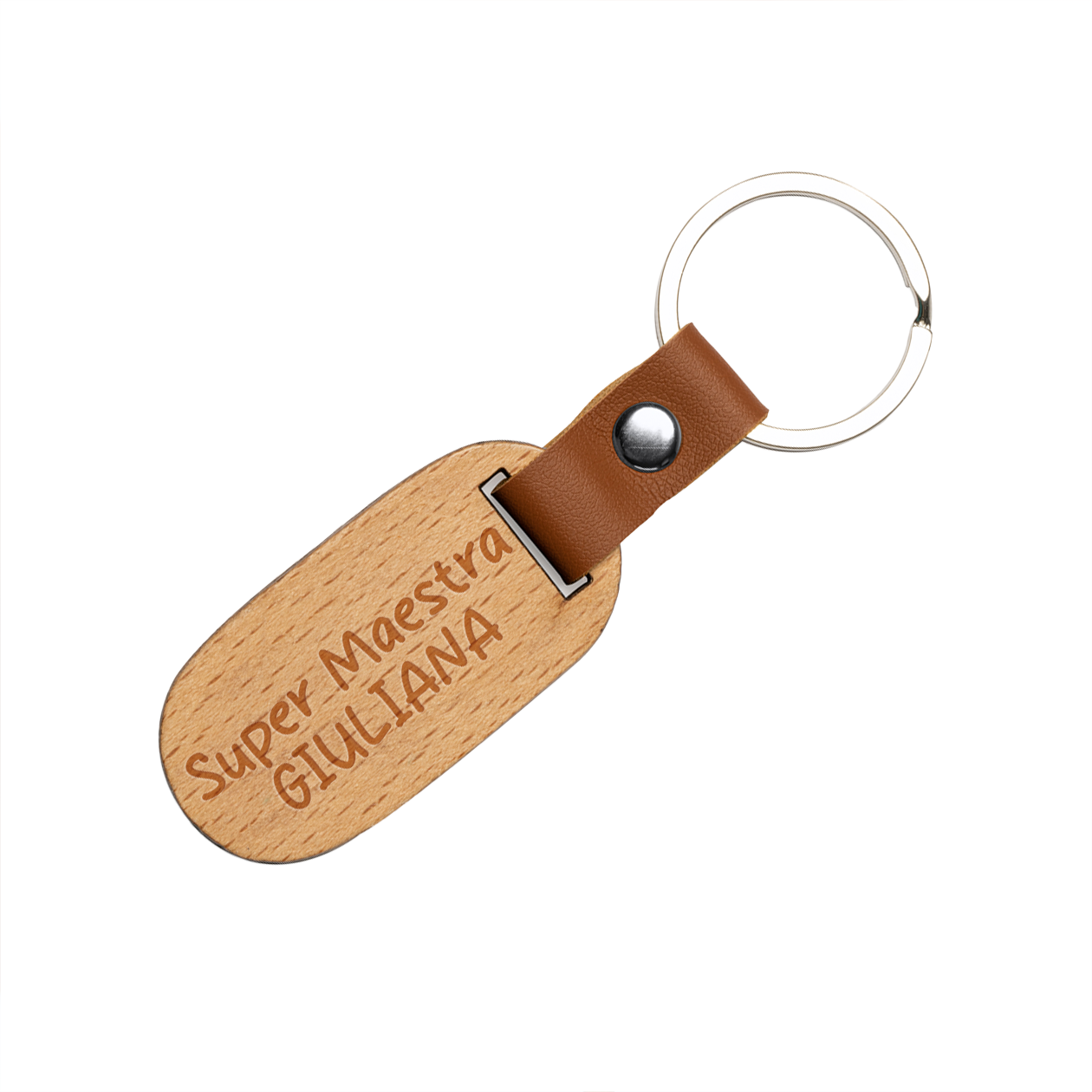 Super maestra - Portachiavi in Legno - personalizzato con nome
