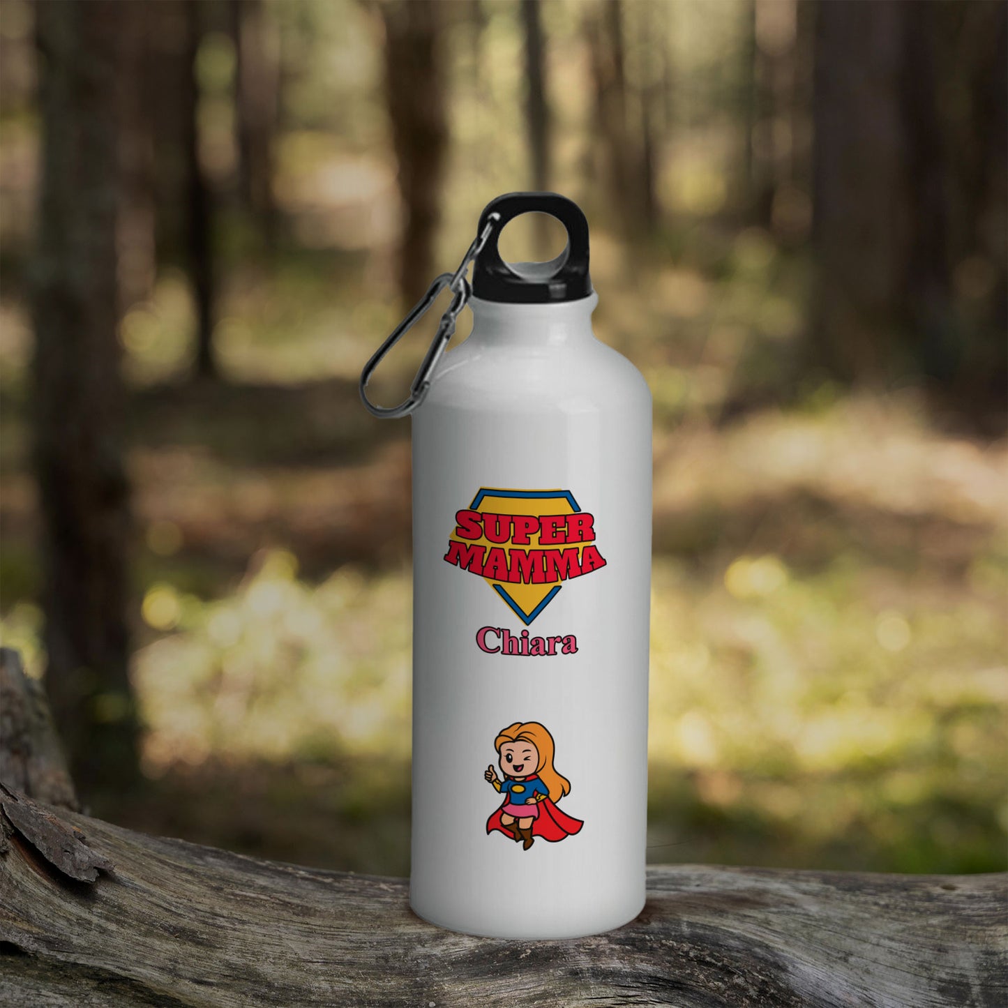 Super Mamma (bionda) - Borraccia Ecosostenibile personalizzata con nome