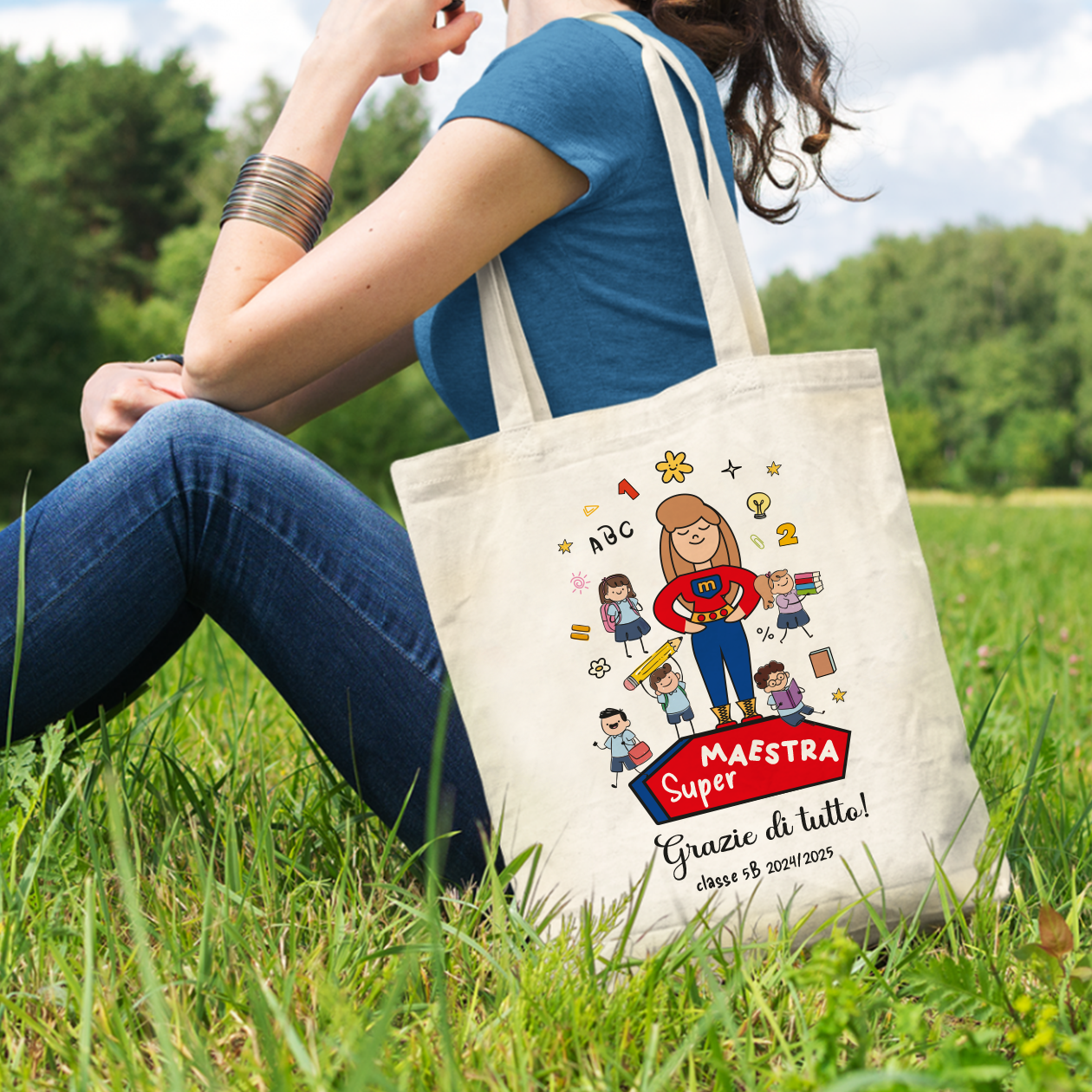 Maestra super - Shopper In Cotone personalizzata