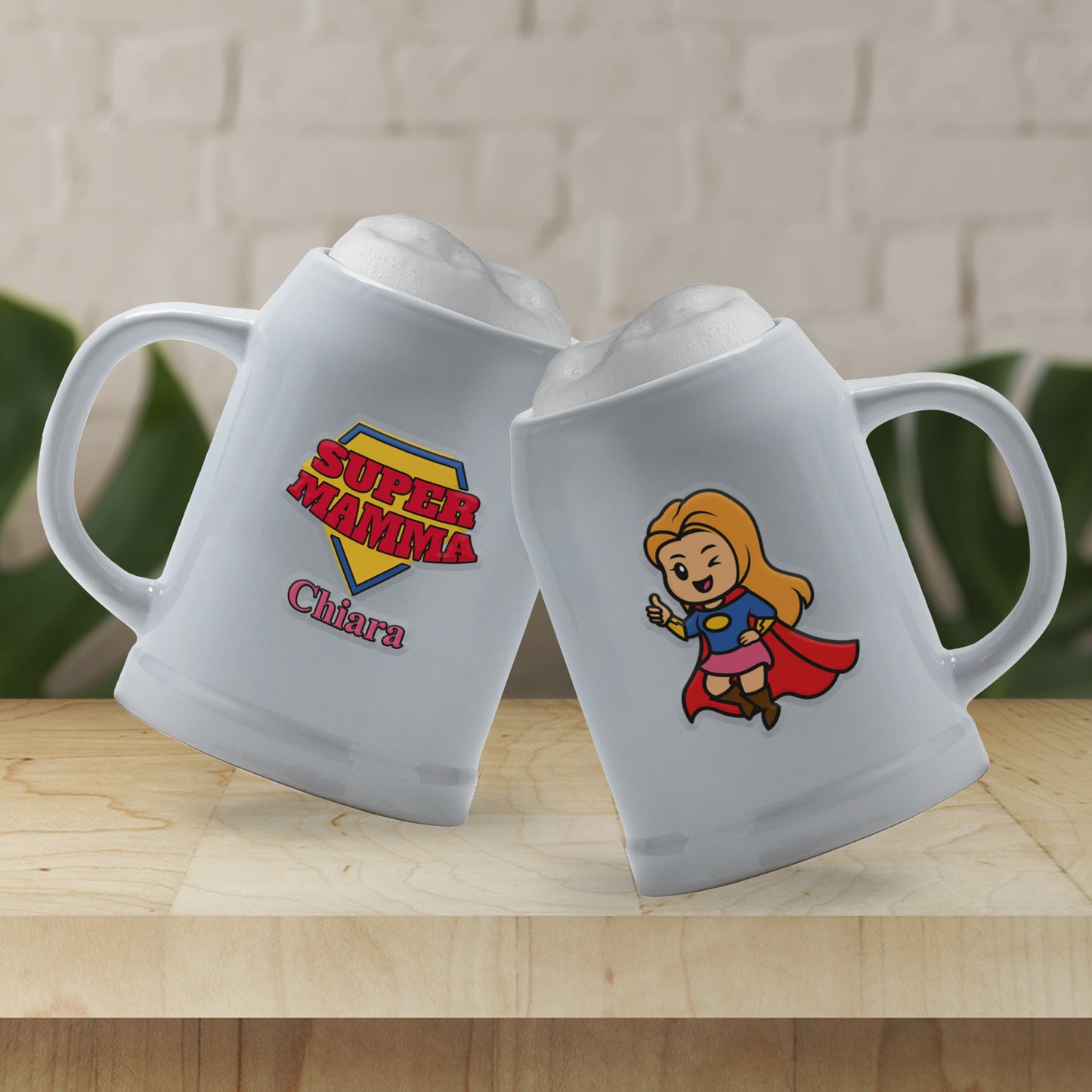 Super mamma - Caraffa in ceramica personalizzata con nome