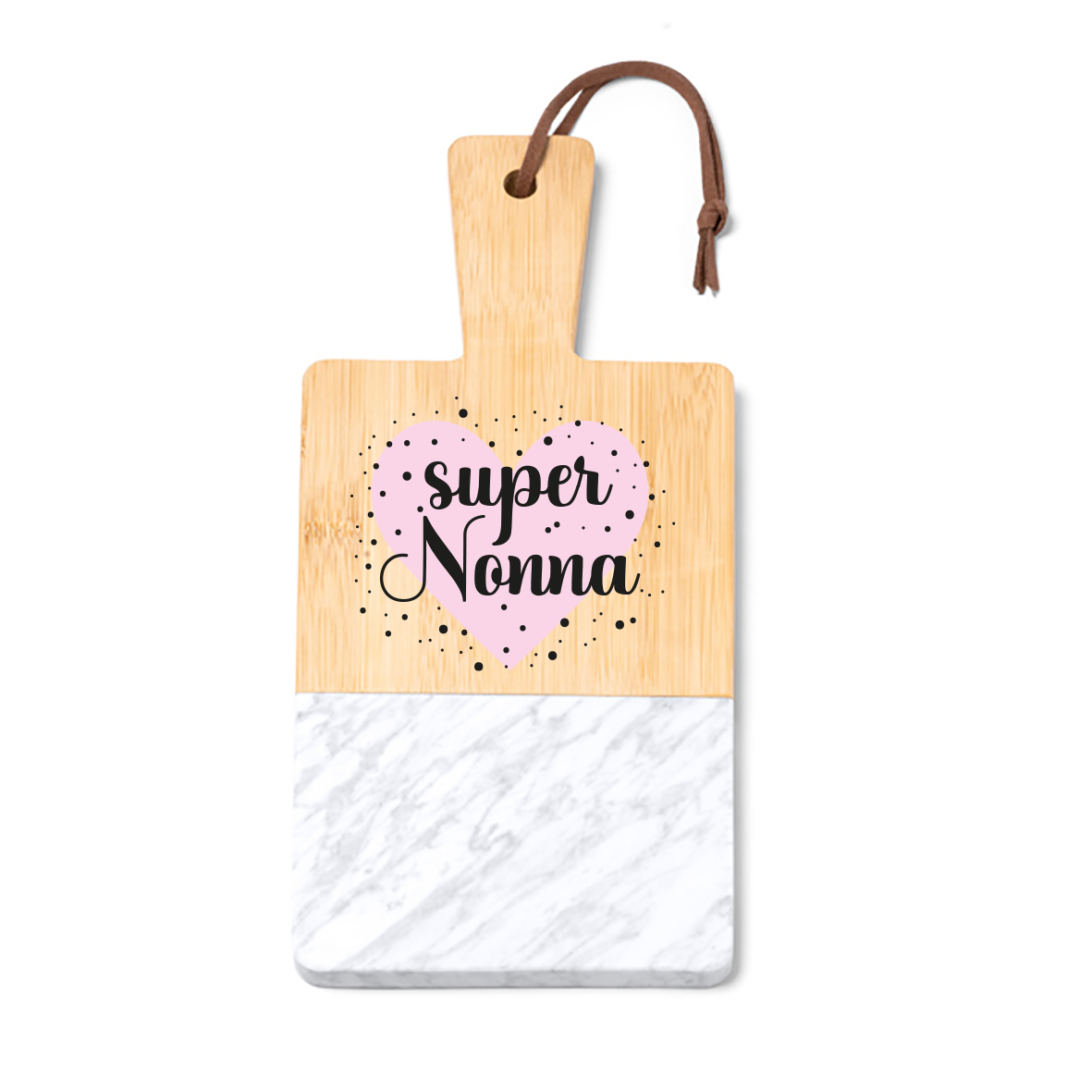 Super nonna - Tagliere in marmo e bamboo naturale