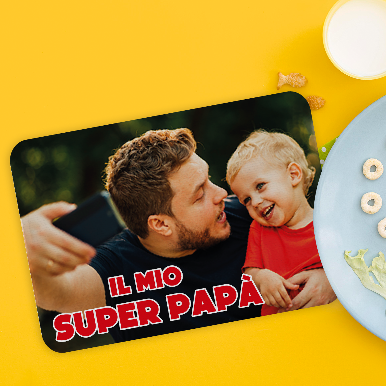 Family - Set di 4 Tovagliette in tessuto lavabile - personalizzata con foto