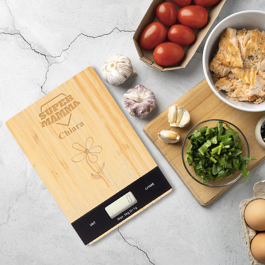Super mamma - Bilancia Da Cucina Digitale con incisione personalizzata con nome