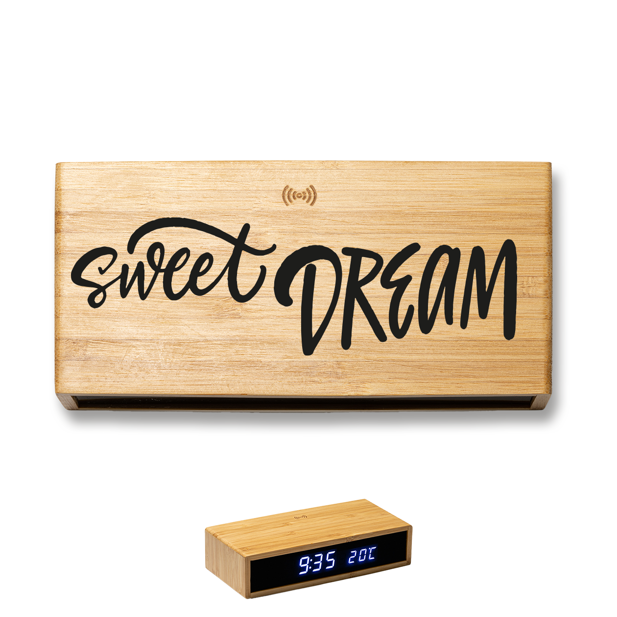 Sweet dream - Sveglia Digitale in Bambù con Orologio da Tavolo