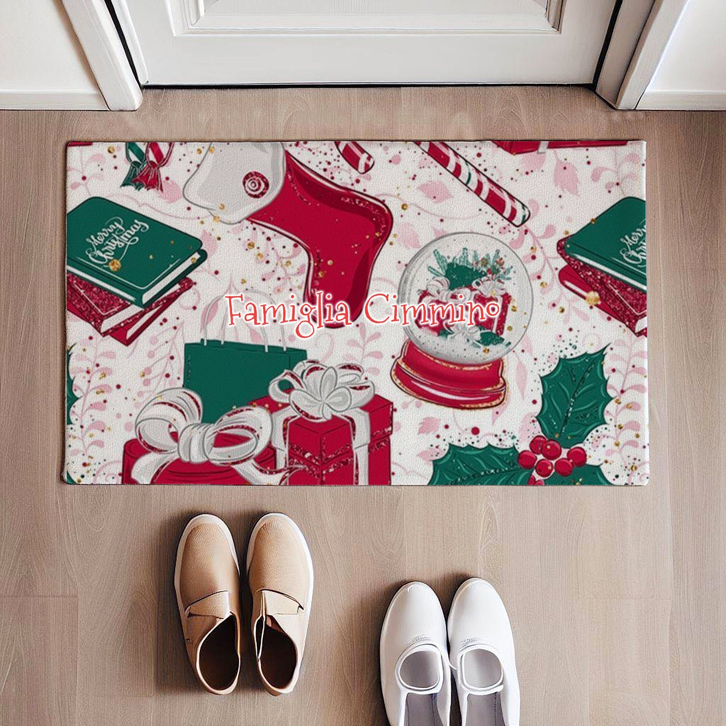 Christmas Gift - Family Christmas - Tappeto Personalizzato con Cognome Famiglia