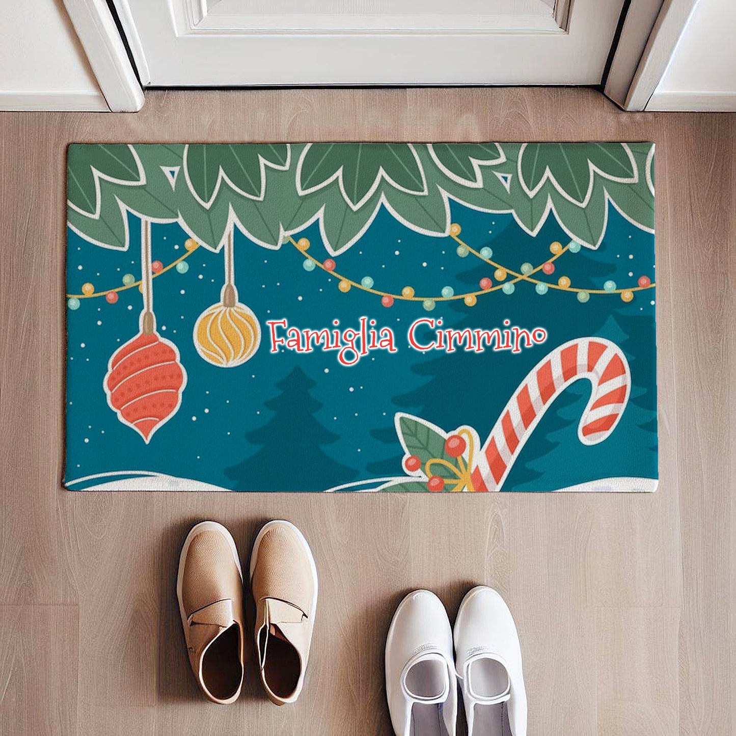 Light - Family Christmas - Tappeto Personalizzato con Cognome Famiglia