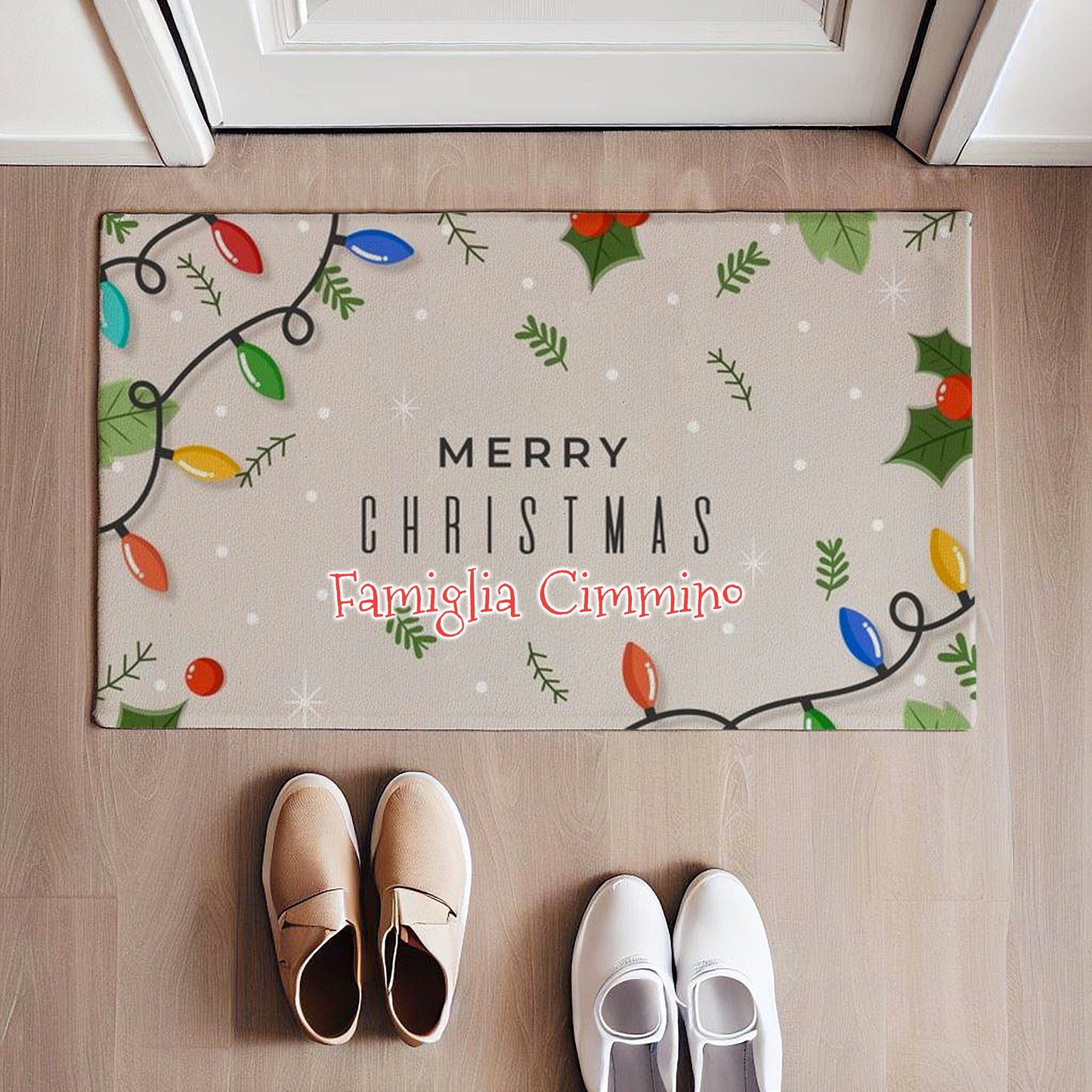 Color - Family Christmas - Tappeto Personalizzato con Cognome Famiglia