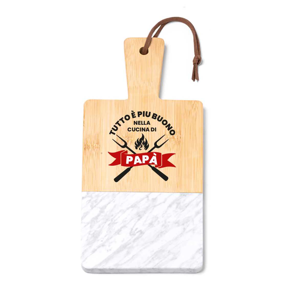 La cucina di papà - Tagliere in marmo e bamboo naturale