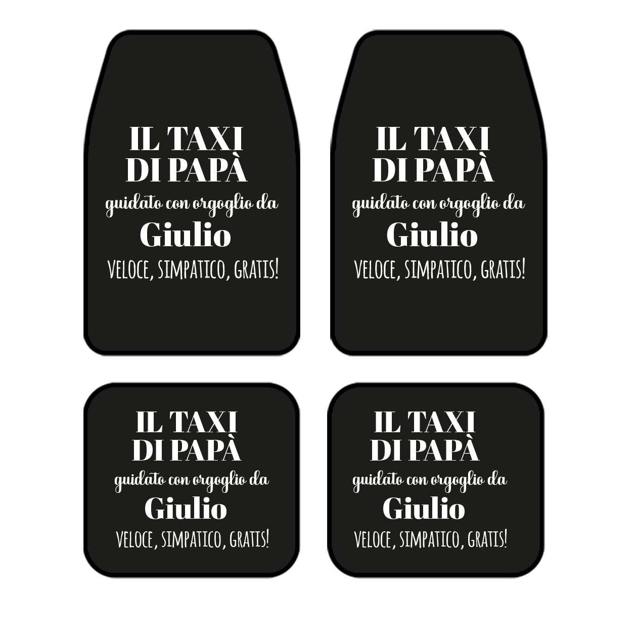 Il taxi di papà - tappetini auto - personalizzati con nome
