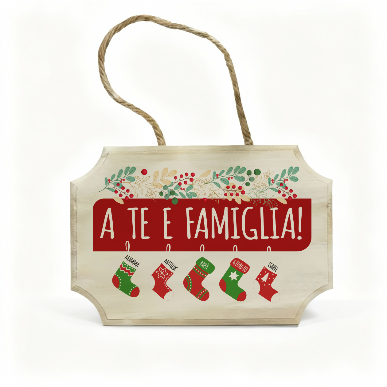 A te e famiglia - fuoriporta in legno - personalizzato con nomi