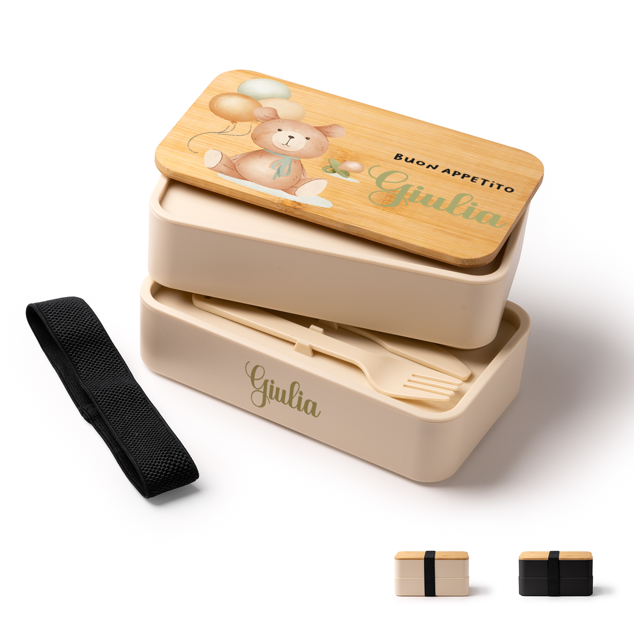 Bear - Scatola per il pranzo - personalizzato con nome