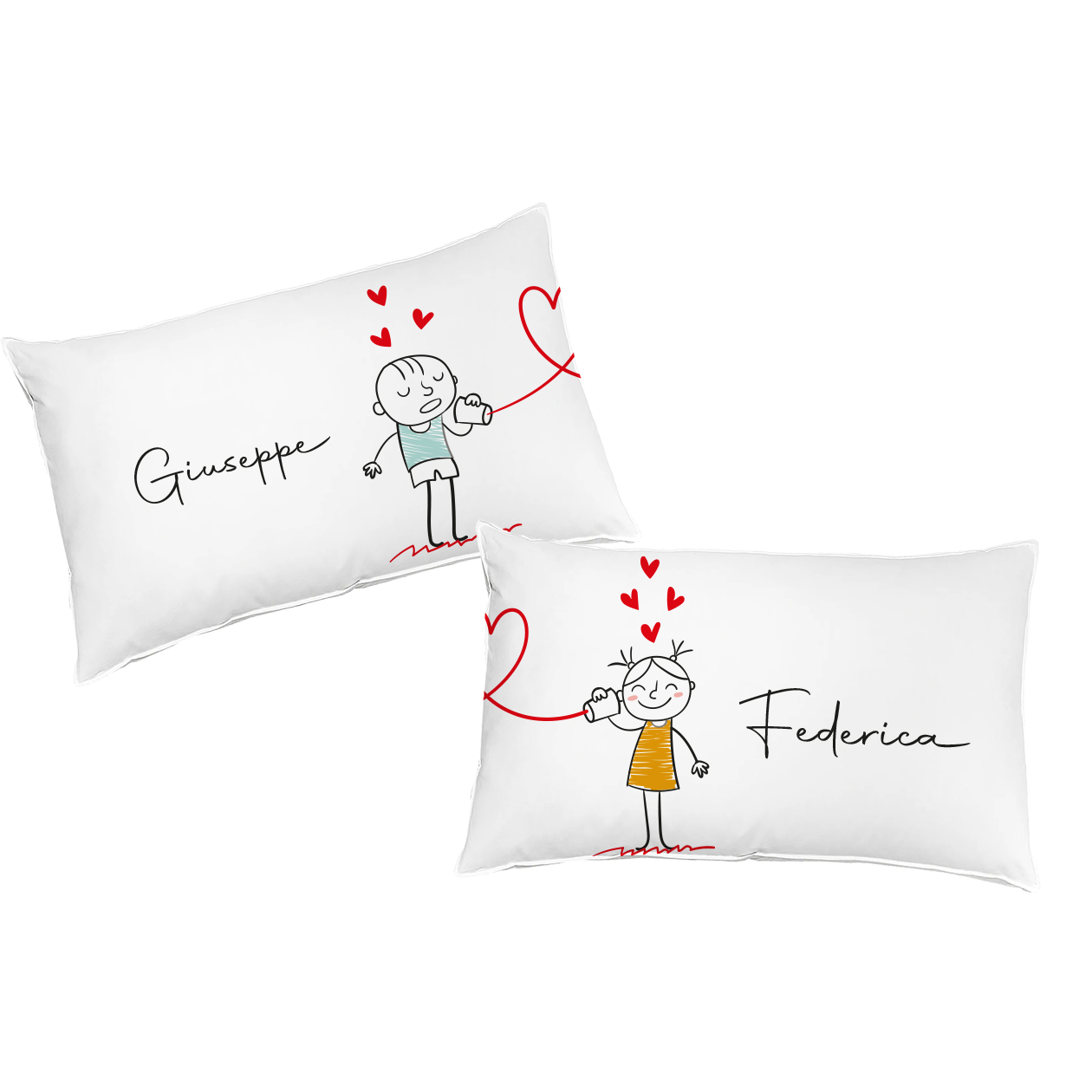 Love comunication - Coppia Federe personalizzate con nomi