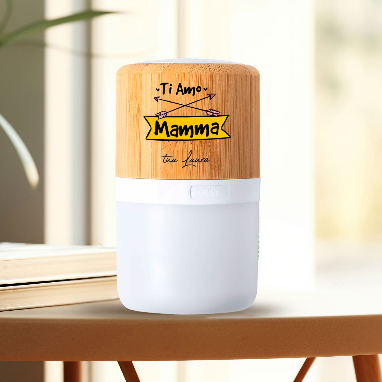 Ti amo mamma - Speaker wireless in bamboo - personalizzato con nome