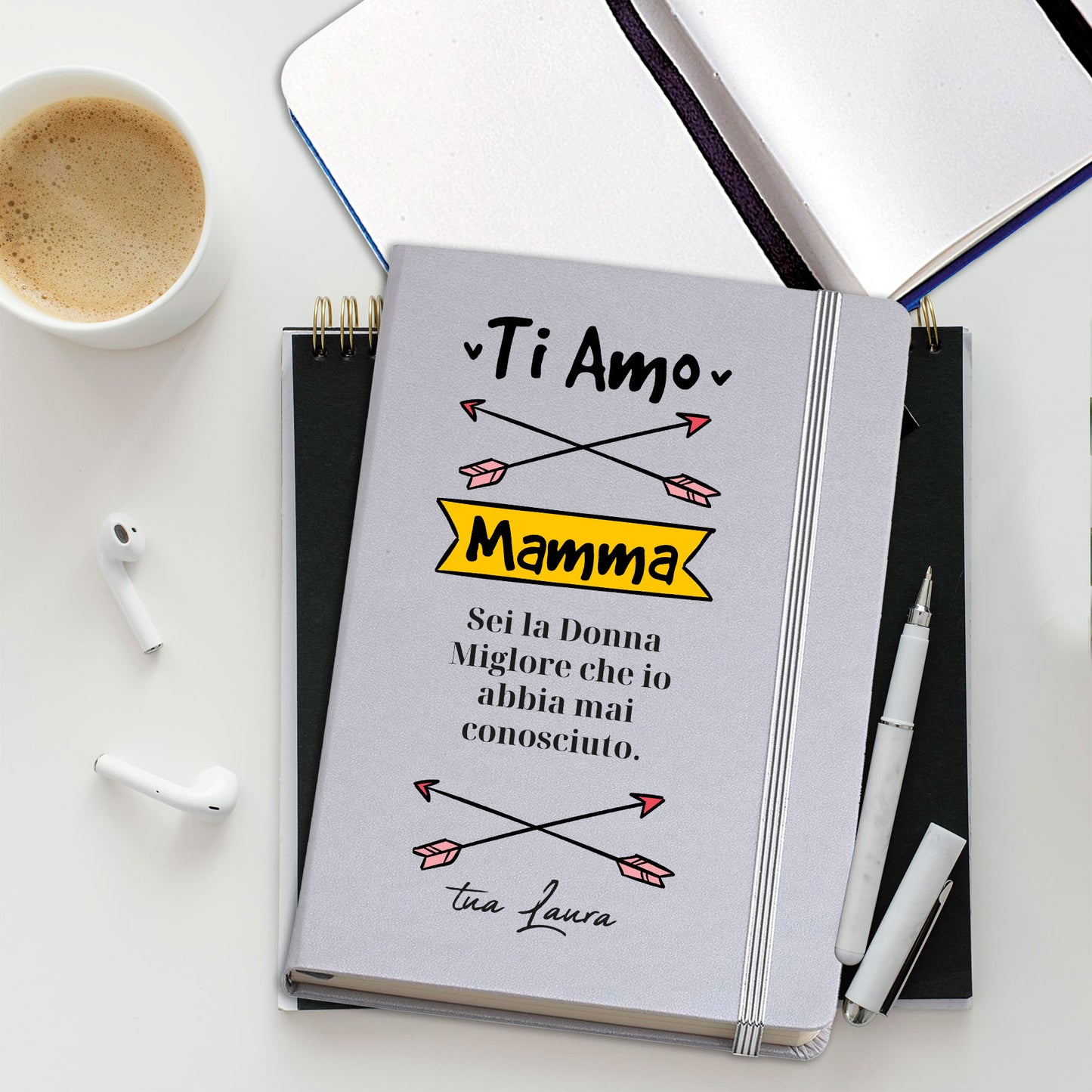 Ti amo mamma - Blocco Notes personalizzato con nome