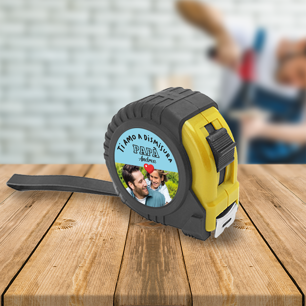 Ti amo a dismisura papà - Metro a rullo da 5 metri - personalizzato con foto