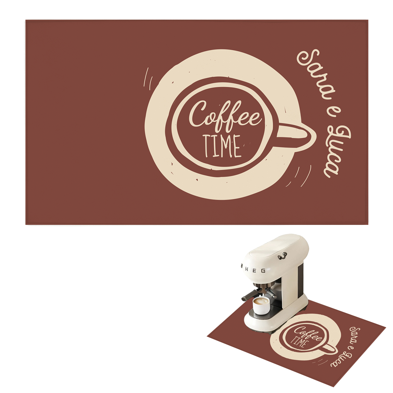 Coffee Time - Tappetino per Macchina del caffè con Retro in Gomma Tappeto 30x40cm - personalizzato
