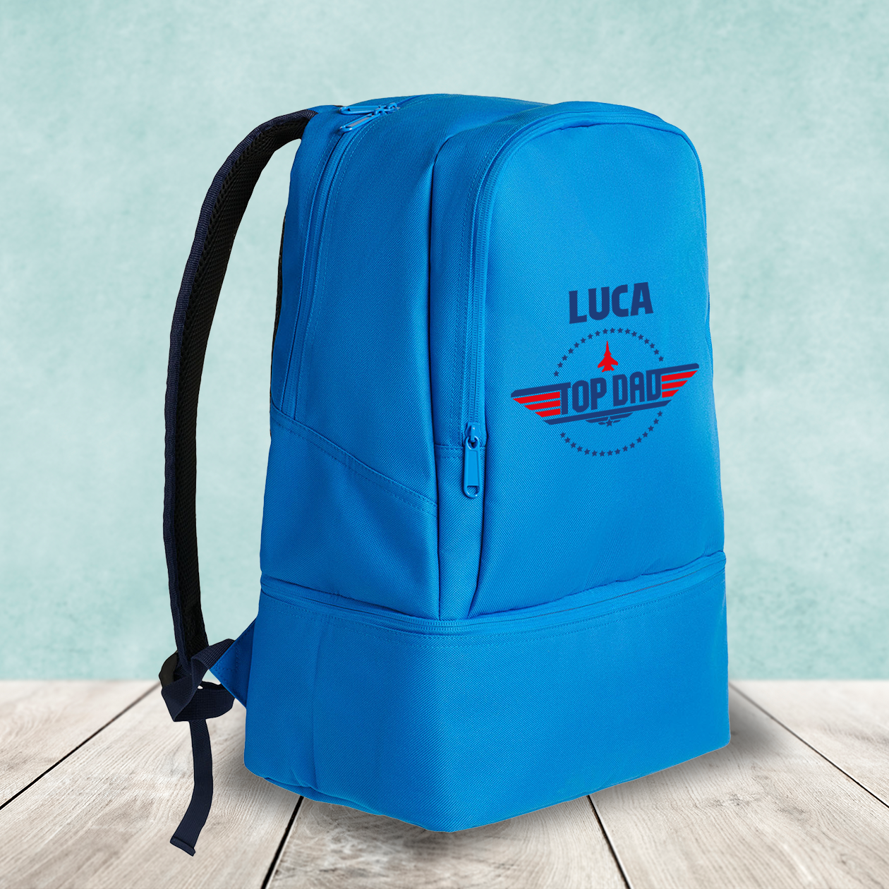 Top dad - Zaino con scomparto sul fondo rigiro portascarpe - personalizzato con nome