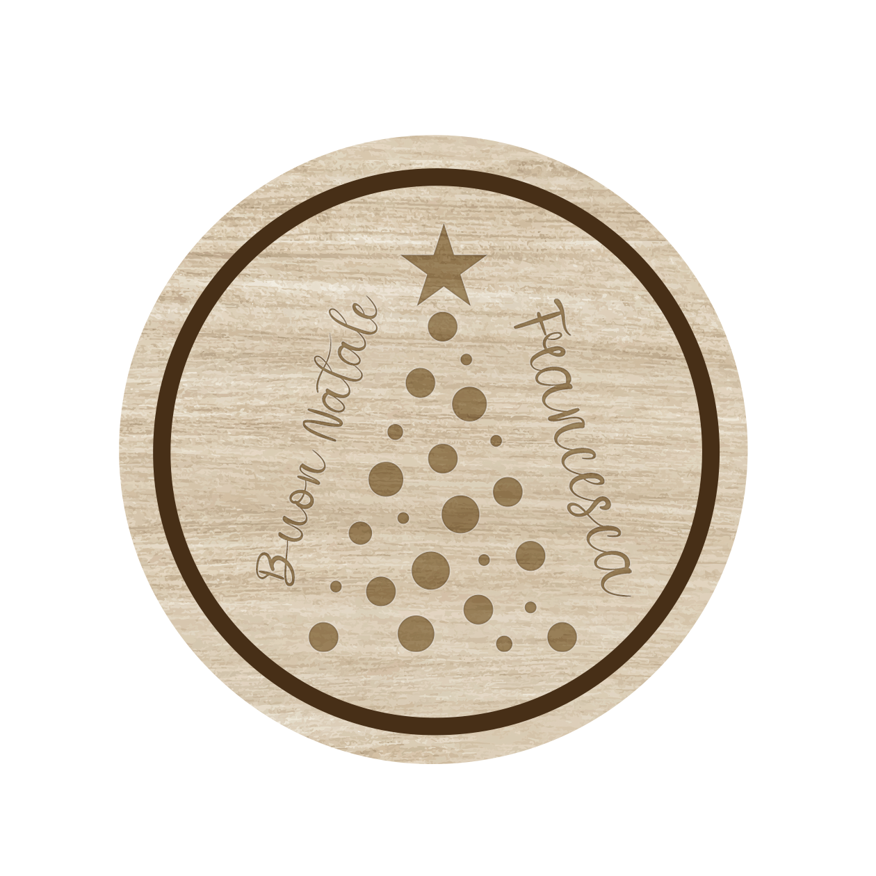 Buon Natale, star - Set 3 pezzi Sottobicchiere in Legno - personalizzato con nome