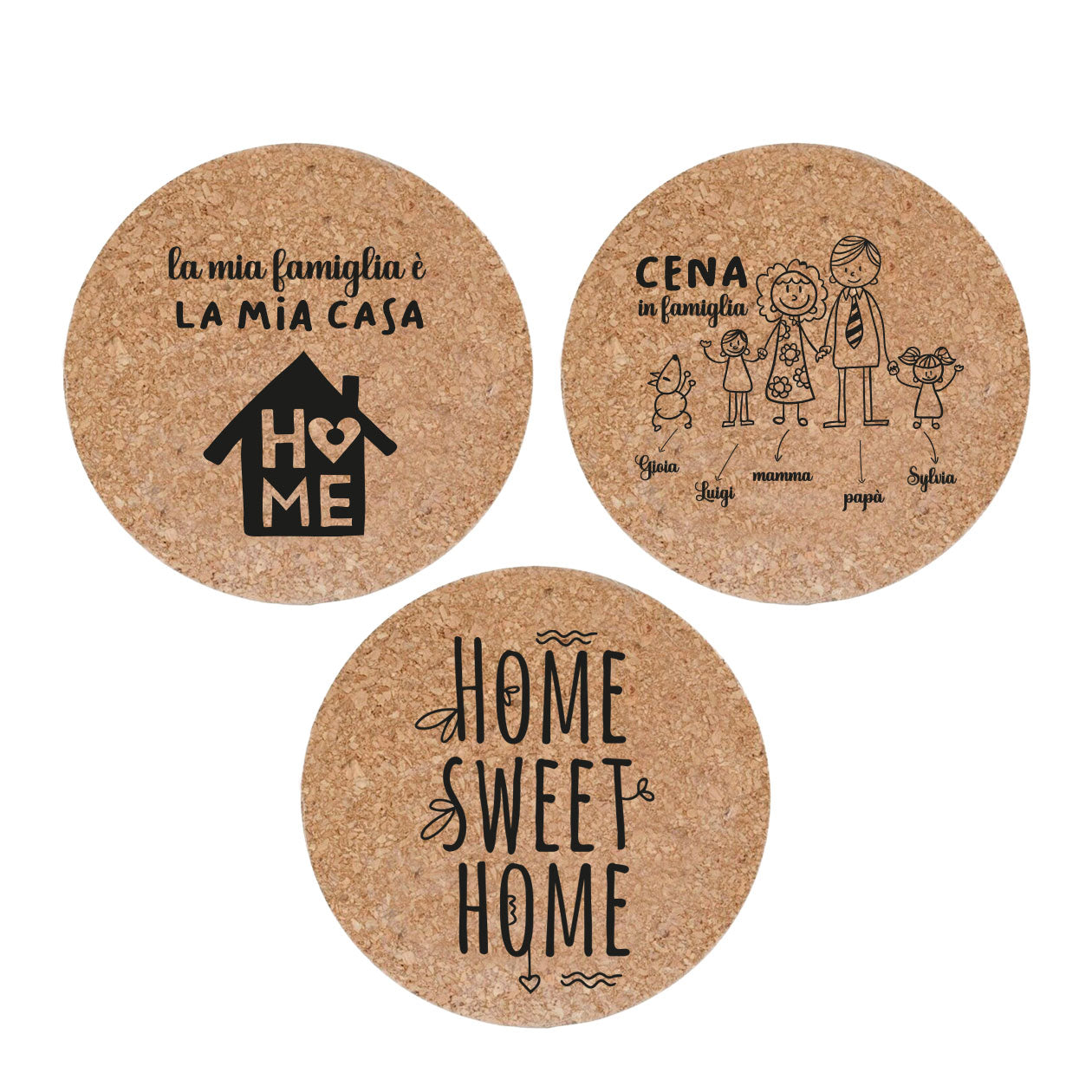 Home - Set da 3 pezzi Sottopentola in sughero naturale 19cm