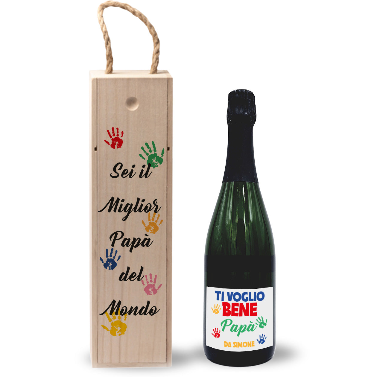 Ti voglio bene papà - portabottiglia in legno