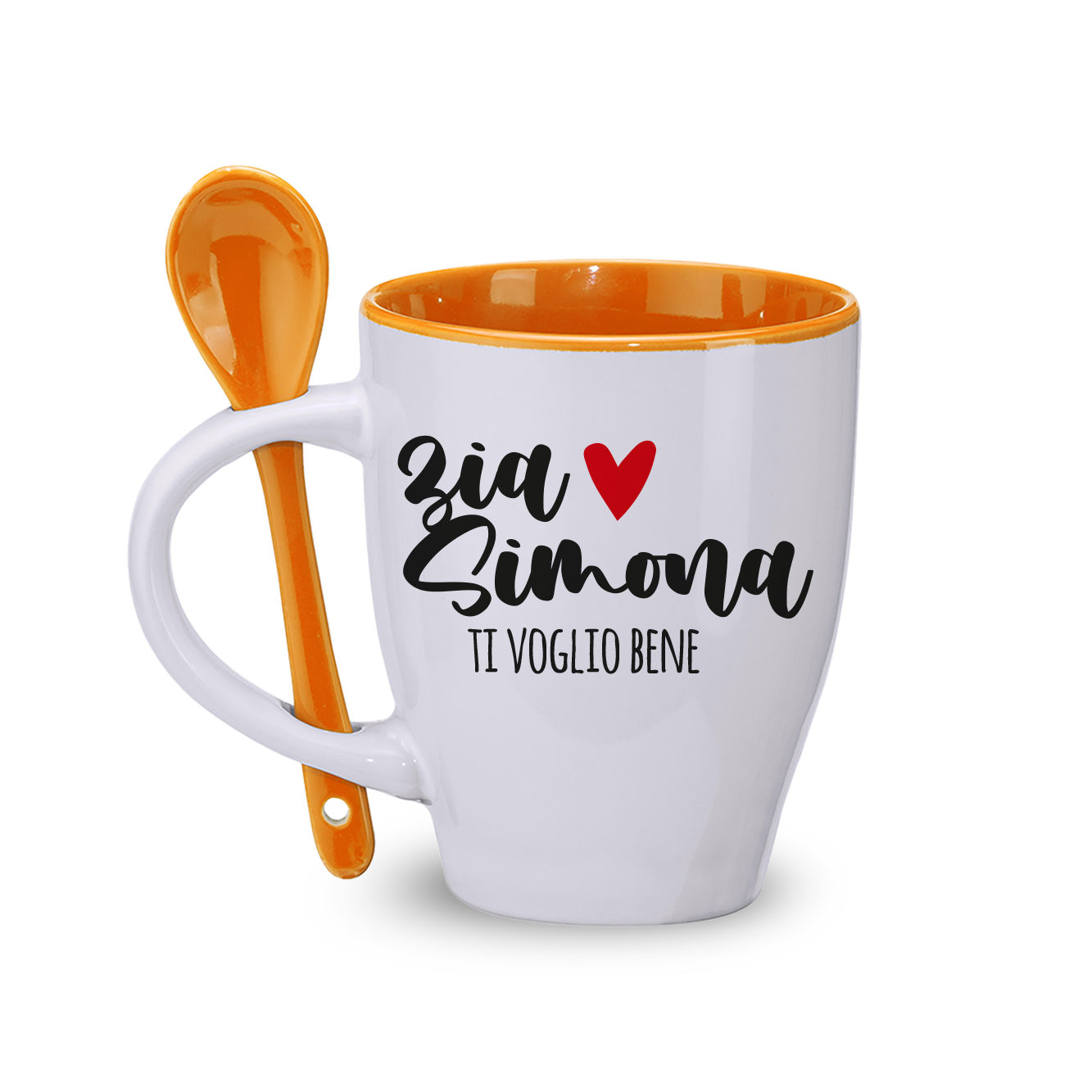 Zia ti voglio bene - Tazza con cucchiaio - personalizzata con nome