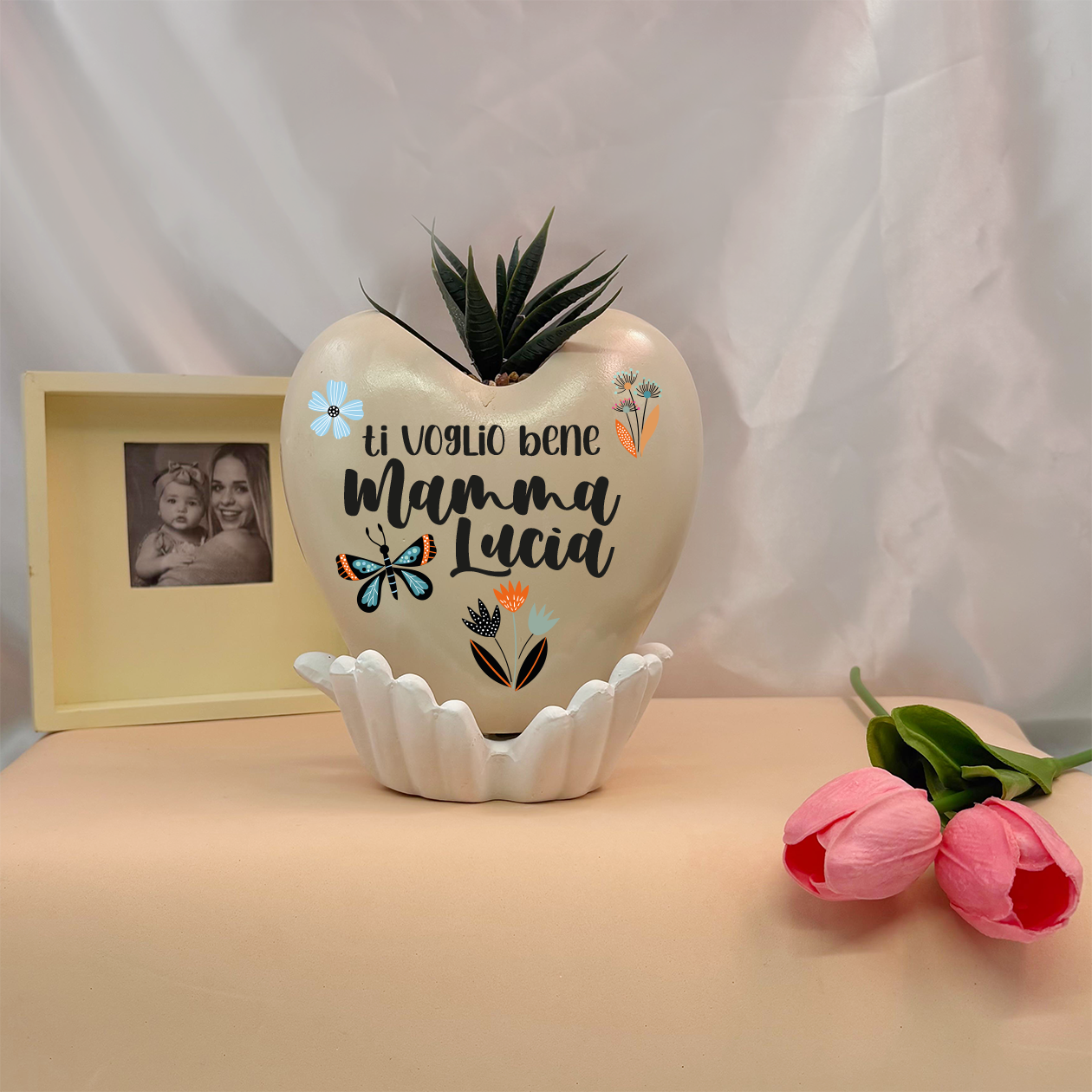 Ti voglio bene mamma - Piantina con vaso - personalizzata con nome