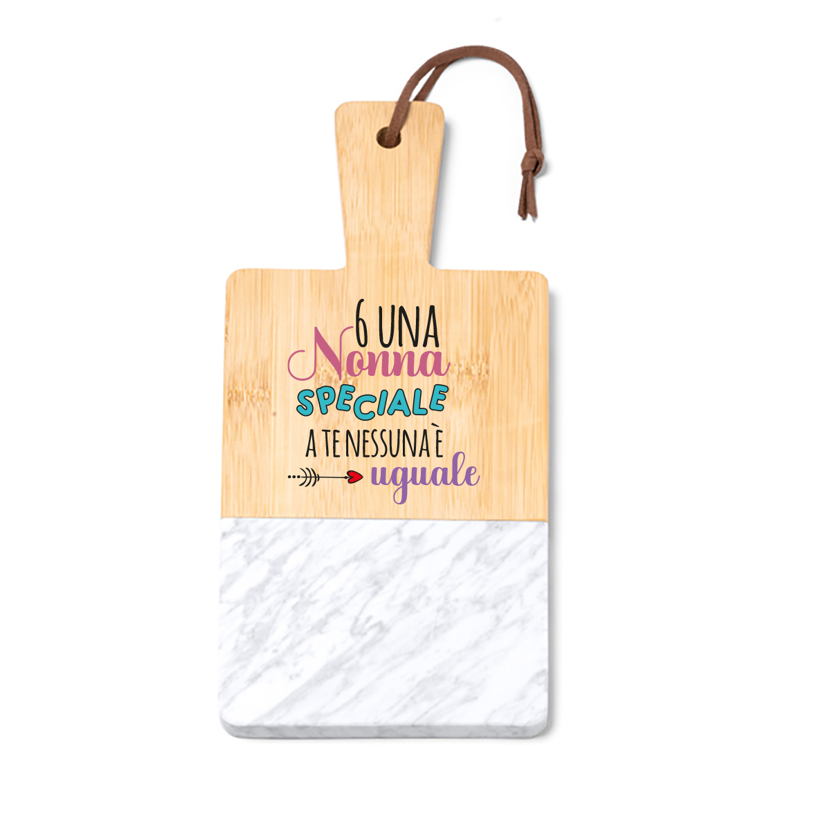 Nonna speciale - Tagliere in marmo e bamboo naturale
