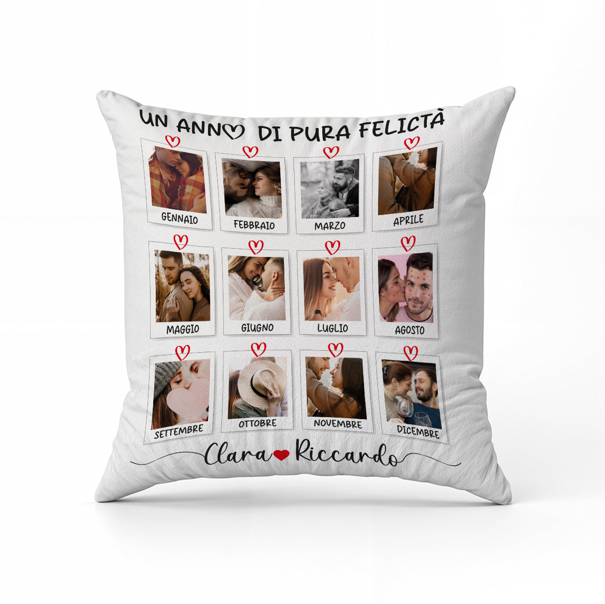 Un anno di pura felicità - Cuscino - idea regalo - personalizzato con foto